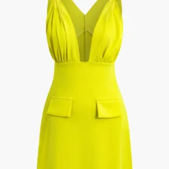 V-Neck Ruched Mini Dress