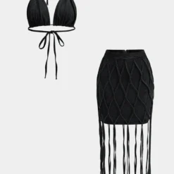 Denim Bra Top And Tie-Up Skirt Set -Women's Clothing Store b6c34585 dd90 4886 b0e7 add5213fb035