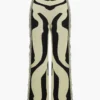 Contrast Abstract Print Fringe Sweater Trousers