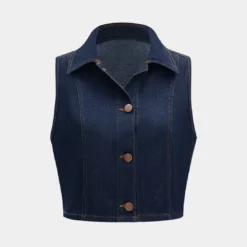 Denim Button Crop Top