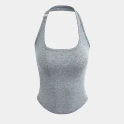 Basic Solid Halter Curved Hem Tank Top -Women's Clothing Store b84adbc0 cbd8 4ab7 9a72 95979fb4a007