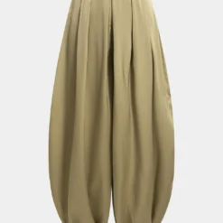 Contrast Satin Pleated Lantern Trousers