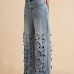 Ripped Cut Out Button Pocket Wide Leg Jeans -Women's Clothing Store b9102229 f8d1 4fec a6ff 5bc9bd57f96b