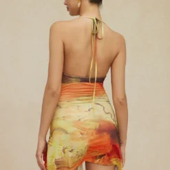 Abstract Print Halter Cowl Neck Slit Mini Dress -Women's Clothing Store ba2133e1 a3b0 4ae2 b578 92d3bbae7e68