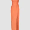 Satin Slit Maxi Slip Dress