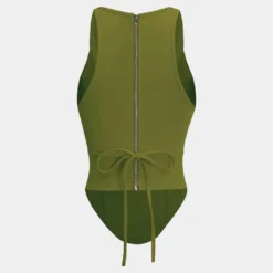 Zipper Tie-Up Corset Waist Tank Top -Women's Clothing Store ba8ab4a4 8e2d 4519 bd91 bdec11849bbb