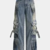 Denim Pleated Pocket Jeans