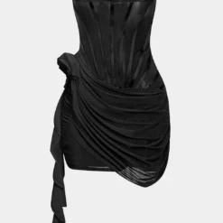 3D Floral Ruffle Corset Mini Dress