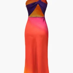 Ombre Print Satin Asymmetrical Maxi Dress -Women's Clothing Store bc4510cd 4562 4a39 86e8 0da760bbd601