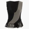 Contrast Fringe Sweater Tank Top