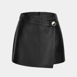 Faux Leather High Waist Skort