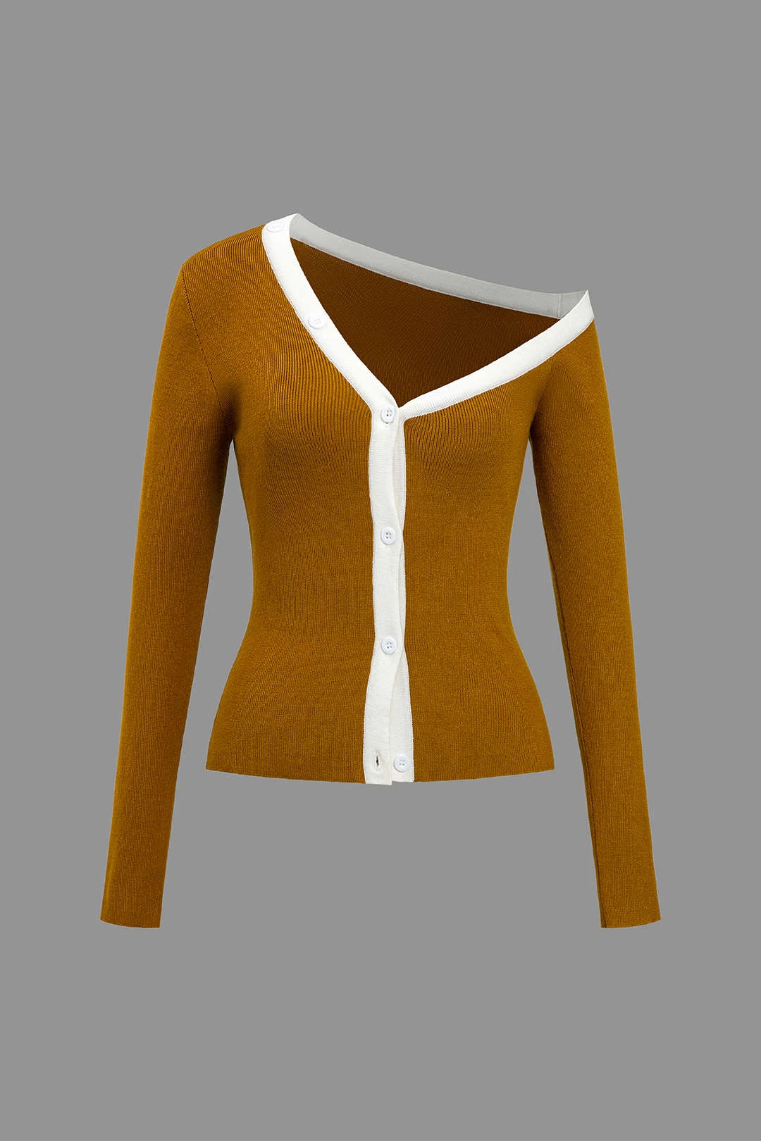 Color Block Print Knit Asymmetrical Long-Sleeve Top 2 Color Block Print Knit Asymmetrical Long-Sleeve Top - Image 2