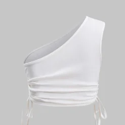 Ruched One Shoulder Asymmetrical Drawstring Top And Denim Washed Button Pocket Slit Skirt Set -Women's Clothing Store bcd39d0d d0d3 47ce 98fa 389f97ad99d8