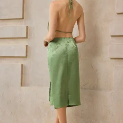 Jacquard Ruched Tie Front Slit Skirt -Women's Clothing Store bd510e45 cd51 4857 bc04 e2fb0a869f98