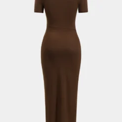 Cut Out Ruched Short Sleeve Maxi Dress -Women's Clothing Store be0ae256 014d 418c ad46 1bef0f66f50a