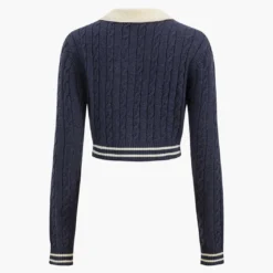 Knit Color Block Button Fake Pockets Long-Sleeve Top -Women's Clothing Store be1e1ae1 bb53 4956 b142 4e73bee86a2f