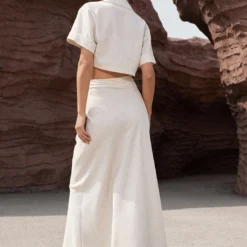 Linen Cross Crop Shirt -Women's Clothing Store be230e36 a24d 40a3 8372 c55f01222cc6