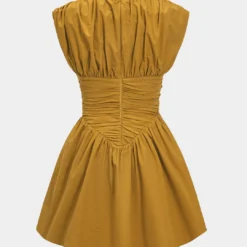 Solid Ruched Mini Dress -Women's Clothing Store be562a6d 1a05 4c6a 8196 547d8835d271