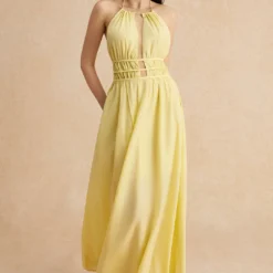 Halter Neck Cut Out Sleeveless Maxi Dress -Women's Clothing Store bebedfb8 f05e 4afe 8e2a 6df9b0a99ba1