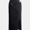 Wrap Split Denim Midi Skirt