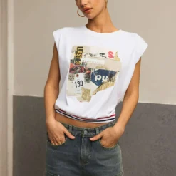 Car Letter Digital Pattern Print Sleeveless T-Shirt -Women's Clothing Store bf7fb8d5 81a7 4f04 ac27 7090565e07fa