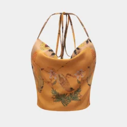 Floral Print Halter Neck Backless Cami Top