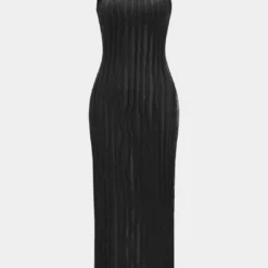 One-Shoulder Ruffle Sleeveless Slit Midi Dress -Women's Clothing Store c0340025 0843 4037 91b0 1a2cedc8ac04