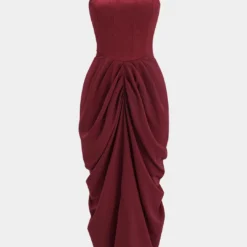 Satin Ruched Slip Sleeveless Maxi Dress