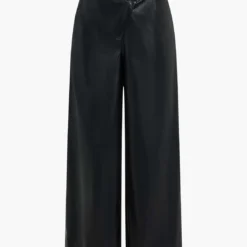 Faux Leather Asymmetrical Patchwork Trousers