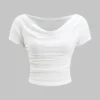 Solid Ruched Short Sleeve T-Shirt