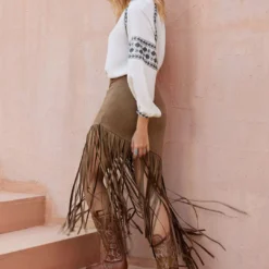 Solid Fringe Skirt