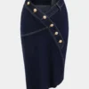 Denim Asymmetry Button Skirt