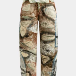 Abstract Print Button Pocket Trousers
