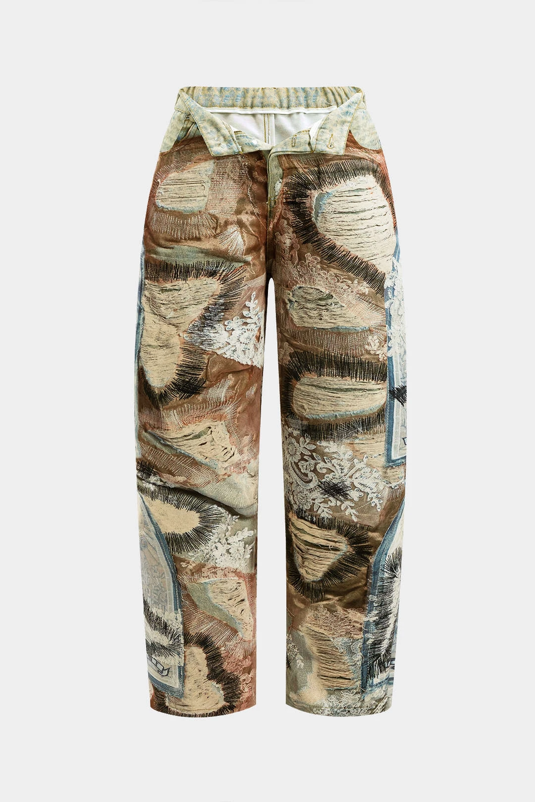 Abstract Print Button Pocket Trousers 1 Abstract Print Button Pocket Trousers