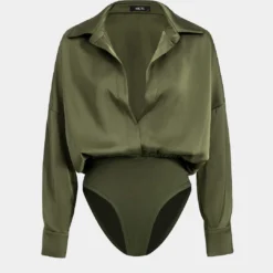 Patchwork Satin Bodysuit -Women's Clothing Store c43b5a07 d5f9 4dd3 8a23 873ac5d482d1