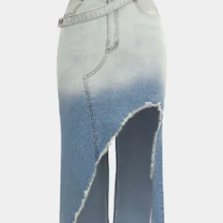 Ruched One Shoulder Asymmetrical Drawstring Top And Denim Washed Button Pocket Slit Skirt Set -Women's Clothing Store c49385de c20b 4bbc 8d2d 7b9203309f77