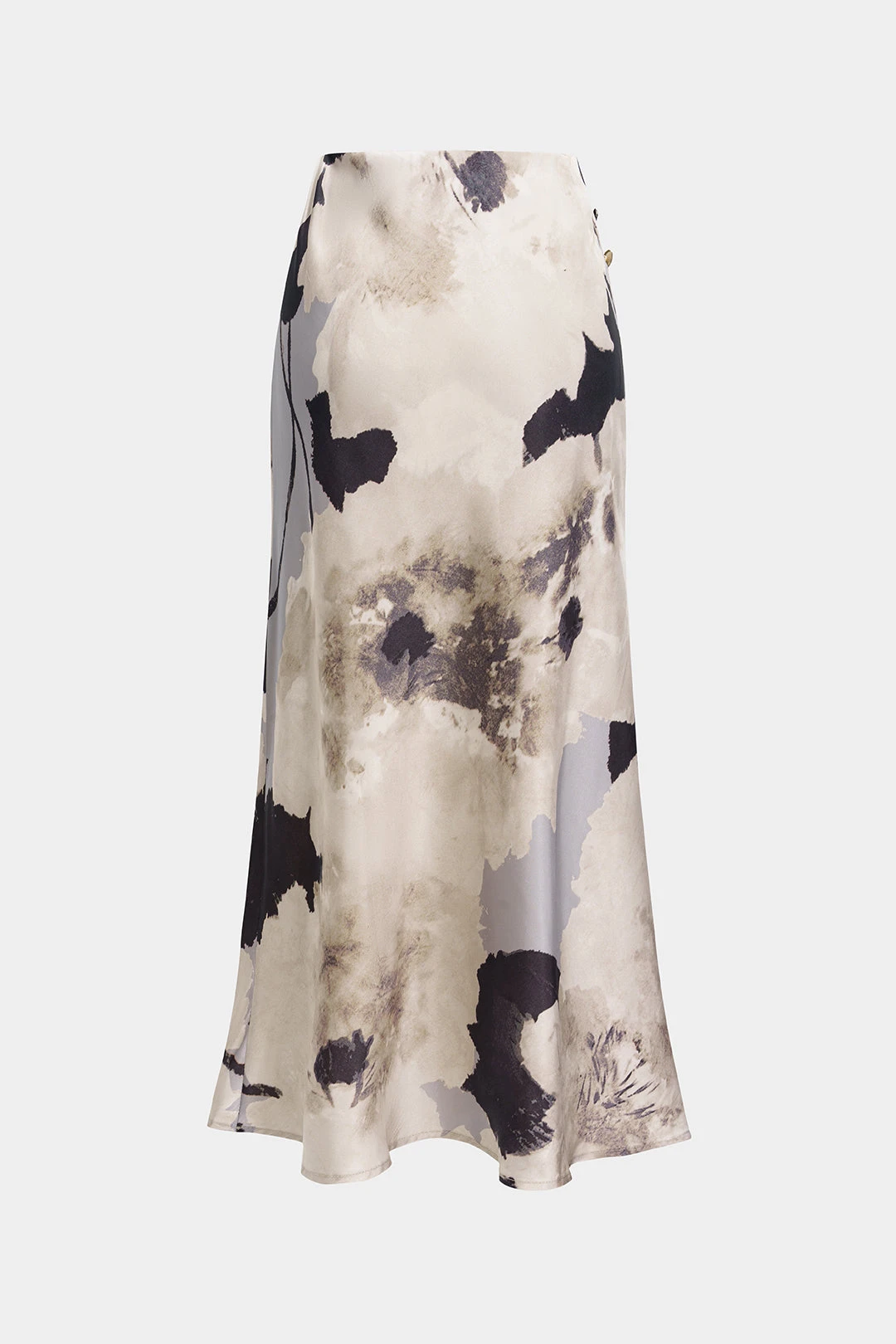 Satin Floral Print Button Skirt 2 Satin Floral Print Button Skirt - Image 2