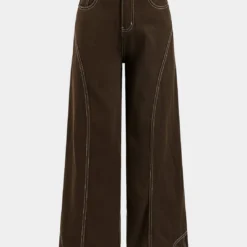 Denim Seamdetail High Waist Straight Leg Jeans