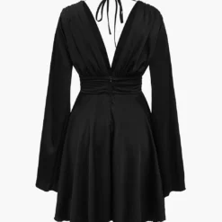 Solid Bell Sleeves Cut Out Mini Dress -Women's Clothing Store c5d478f0 8a89 497b b9be 6039b93b0565