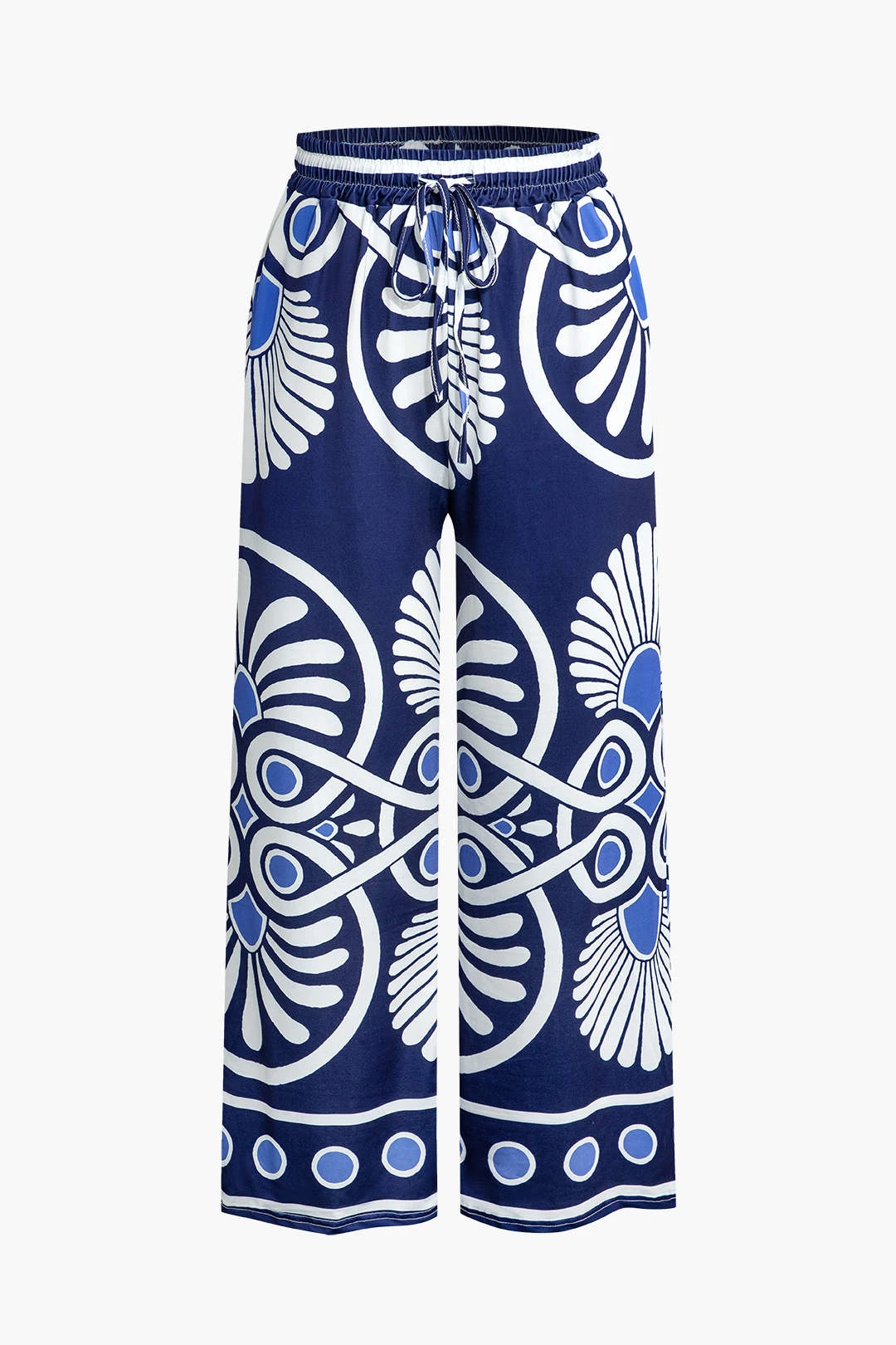 Abstract Print Drawstring Wide Leg Pants 7 Abstract Print Drawstring Wide Leg Pants - Image 7