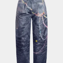 Abstract Print Button Wide Leg Trousers -Women's Clothing Store c78cb9f9 afe0 4200 95ef 4bb6d2f9d10e