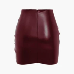 Solid Faux Leather Ruched Skirt -Women's Clothing Store c79f1a81 f2e0 44b3 b7ce e8d4d2041098