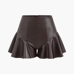 Faux Leather Zipper Skort
