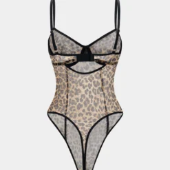 Leopard Print Mesh Bustier Sleeveless Bodysuit -Women's Clothing Store c879b0c0 342d 4303 9fba 631ea358d4bf