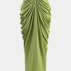 Metallic Decor Ruched Skirt