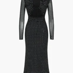 Sequin Long Sleeve Cut Out Maxi Dress