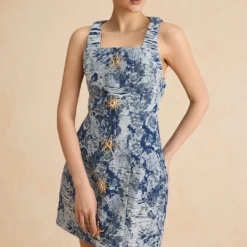 Floral Pattern Button Denim Dress -Women's Clothing Store c98317b3 1df5 44a9 87ce 6c19e51498a0