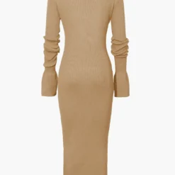 Shell Sleeve Ribbed Buttons Down Maxi Dress -Women's Clothing Store ccc64816 4035 4b3b b8de c22773acf7ff