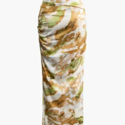 Abstract Print Ruched Split Maxi Skirt -Women's Clothing Store ccf22329 e718 4f6f 95aa e75464275a44