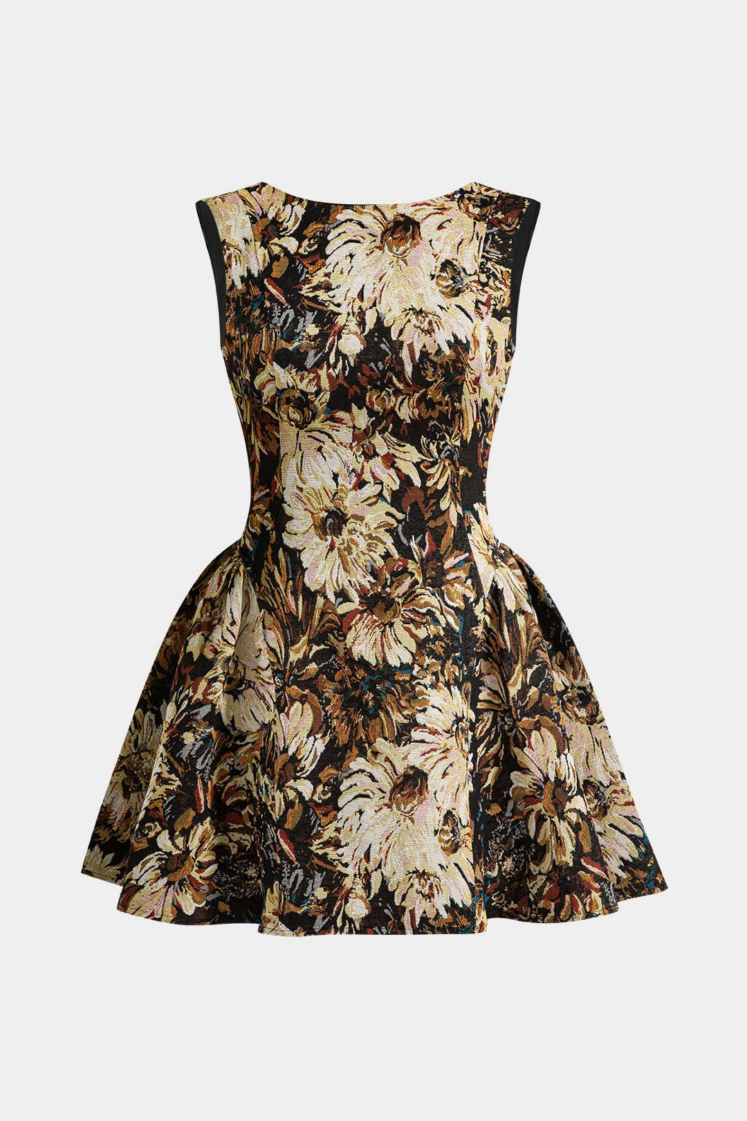 Jacquard Ruched Sleeveless Mini Dress 4 Jacquard Ruched Sleeveless Mini Dress - Image 4